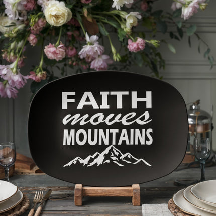 Modern Christian platter with Faith design — "He is faithful" — a faith-forward gift for women
