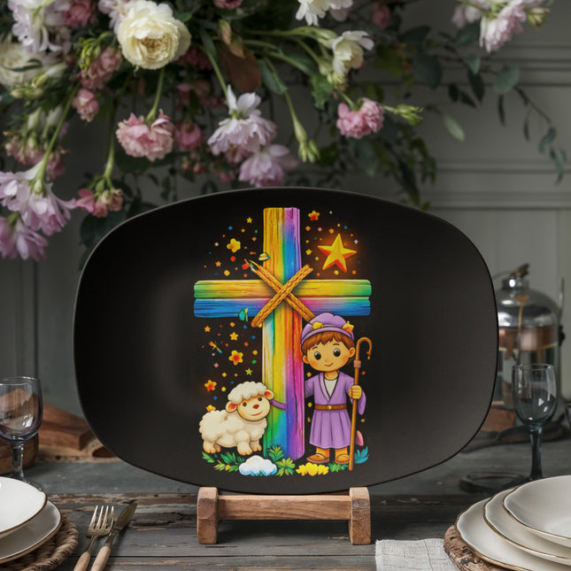 Little Shepherd & Lamb Cross Platter – Christian Gift for Kids