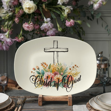 Modern Christian platter with Faith design — "Him, above everything" — a faith-forward gift for women