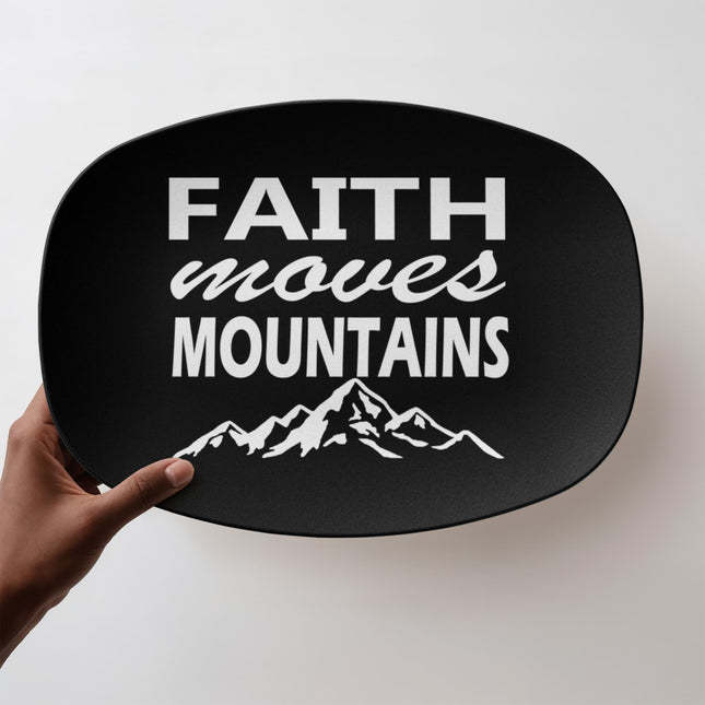 Faith Moves Mountains White Print | Christian Platter | Gift for Her