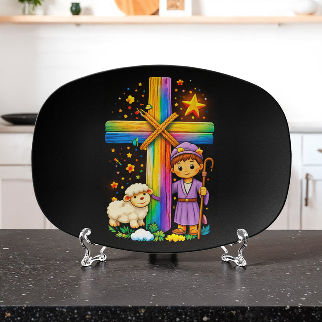 Little Shepherd & Lamb Cross Platter – Christian Gift for Kids