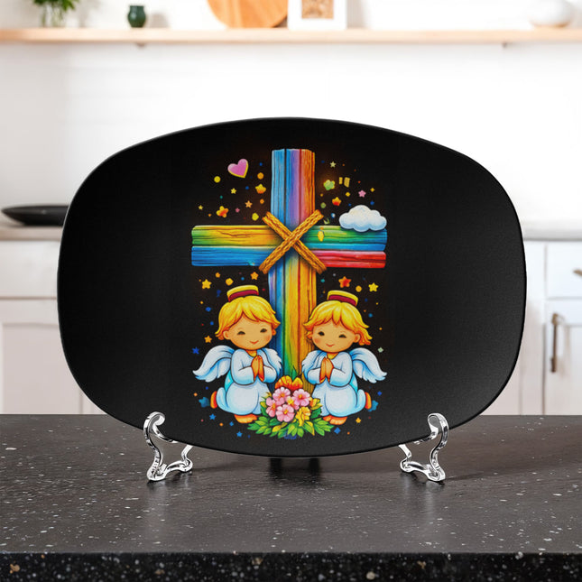 Praying Angels Rainbow Cross Platter – Christian Gift for Kids