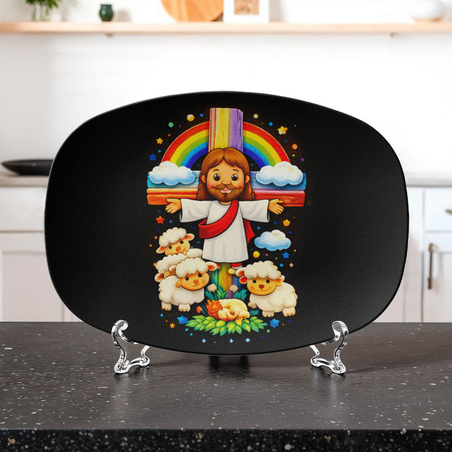 Jesus & Little Lambs Platter – Christian Gift for Kids