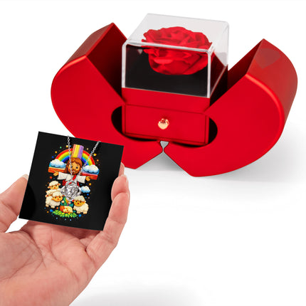 Jesus And Little Lambs | Christian Heart Box Gift Box - Love knot Necklace | Gift for Kids