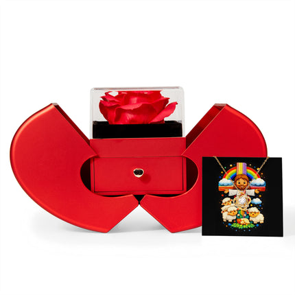 Jesus And Little Lambs | Christian Heart Box Gift Box - Love knot Necklace | Gift for Kids