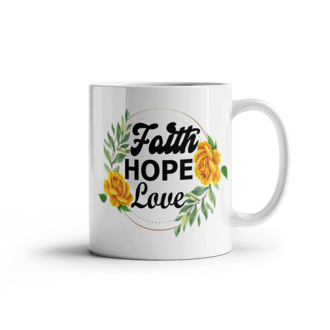 Faith Hope Love | Pretty Christian White Mug | Gift for Her