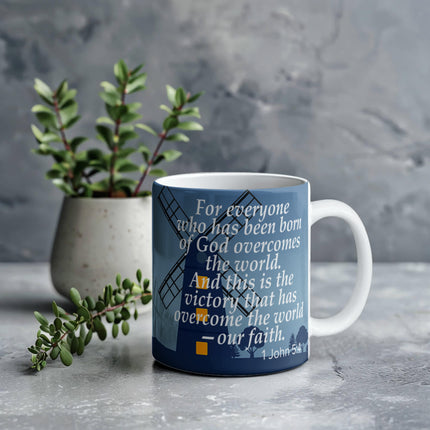 1 John 5:4 Christian Coffee Mug | Our Faith Overcomes the World