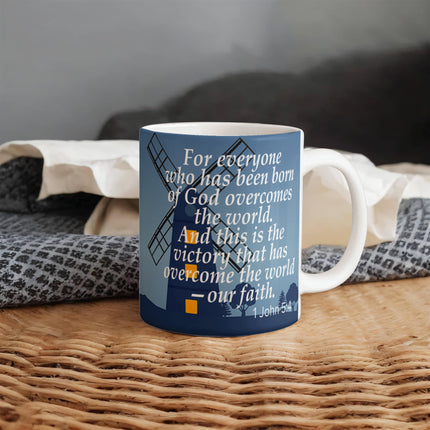 1 John 5:4 Christian Coffee Mug | Our Faith Overcomes the World
