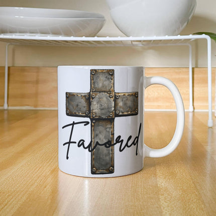 Christian Coffee Mug | Favored Cross Ceramic Mug (11 & 15 oz)
