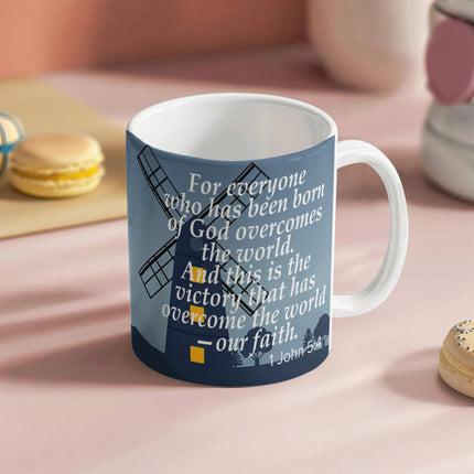 1 John 5:4 Christian Coffee Mug | Our Faith Overcomes the World