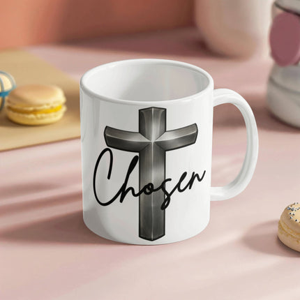 Christian Coffee Mug | Chosen Cross Ceramic Mug (11 & 15 oz)