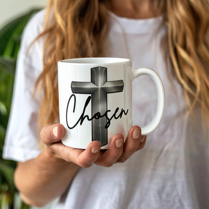 Christian Coffee Mug | Chosen Cross Ceramic Mug (11 & 15 oz)