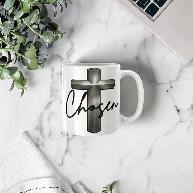 Christian Coffee Mug | Chosen Cross Ceramic Mug (11 & 15 oz)