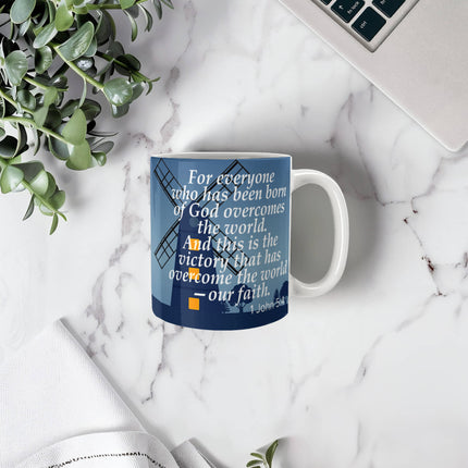 1 John 5:4 Christian Coffee Mug | Our Faith Overcomes the World