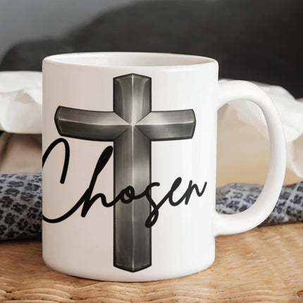 Christian Coffee Mug | Chosen Cross Ceramic Mug (11 & 15 oz)