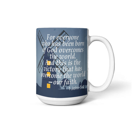 1 John 5:4 Christian Coffee Mug | Our Faith Overcomes the World