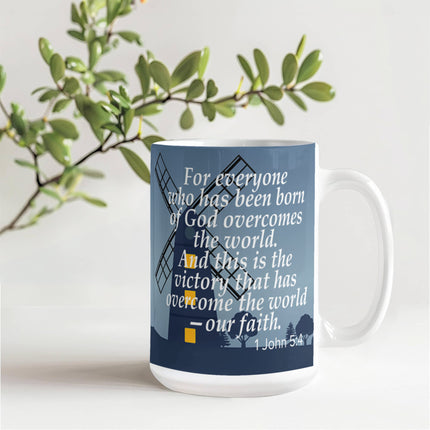 1 John 5:4 Christian Coffee Mug | Our Faith Overcomes the World