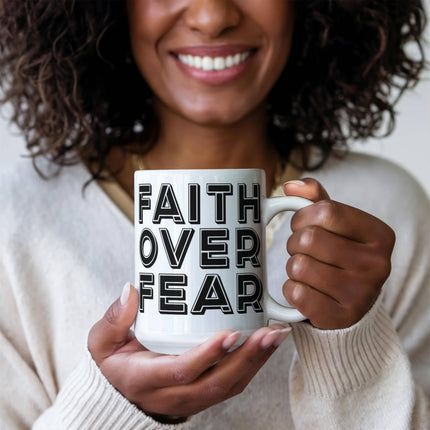 Faith Over Fear Coffee Mug – Christian Gift for Men