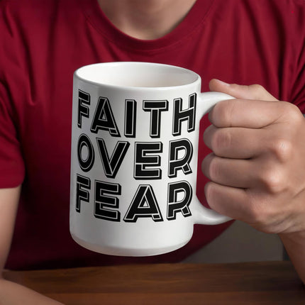 Faith Over Fear Coffee Mug – Christian Gift for Men