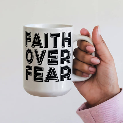 Faith Over Fear Coffee Mug – Christian Gift for Men
