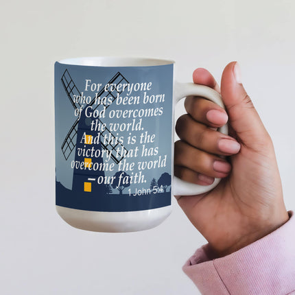 1 John 5:4 Christian Coffee Mug | Our Faith Overcomes the World