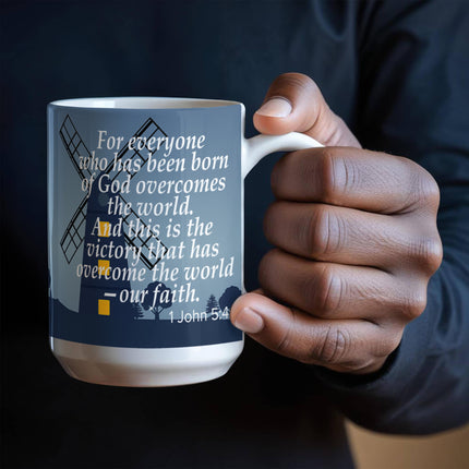 1 John 5:4 Christian Coffee Mug | Our Faith Overcomes the World
