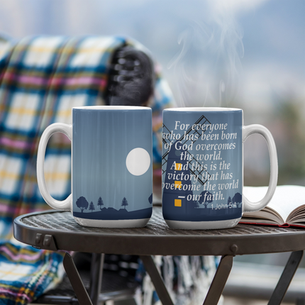 1 John 5:4 Christian Coffee Mug | Our Faith Overcomes the World