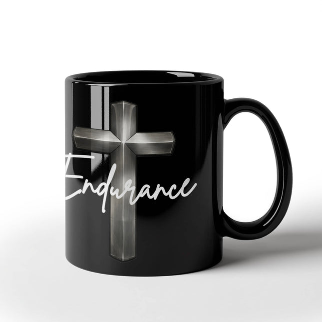 Endurance Cross Black Coffee Mug – Christian Gift for Men