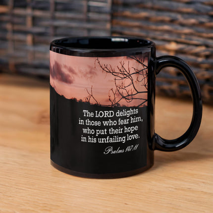 Psalm 147:11 Christian Coffee Mug | Hope in His Unfailing Love