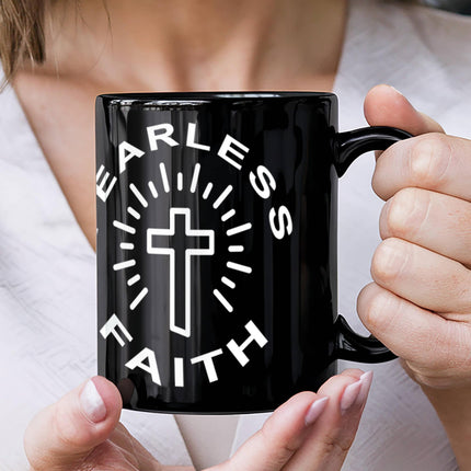 Modern Christian mug with Faith design — "Faith, worn in" — a faith-forward gift for women