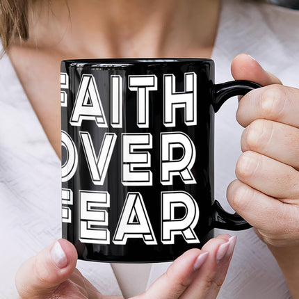 Modern Christian mug with Faith design — "Faith, built on grace" — a faith-forward gift for women