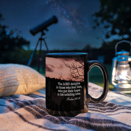 Psalm 147:11 Christian Coffee Mug | Hope in His Unfailing Love