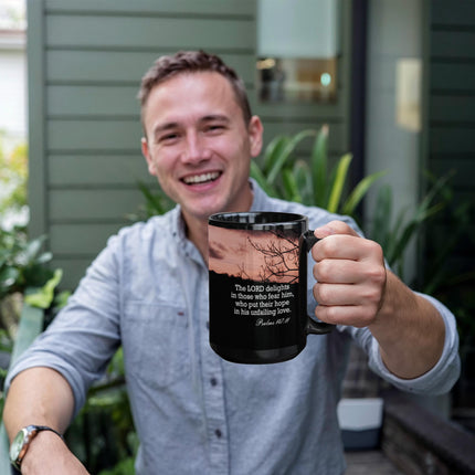 Psalm 147:11 Christian Coffee Mug | Hope in His Unfailing Love