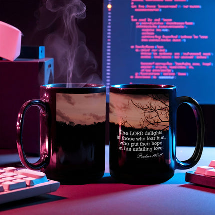 Psalm 147:11 Christian Coffee Mug | Hope in His Unfailing Love