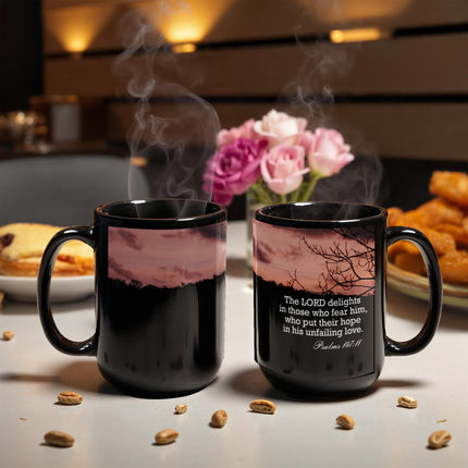 Psalm 147:11 Christian Coffee Mug | Hope in His Unfailing Love