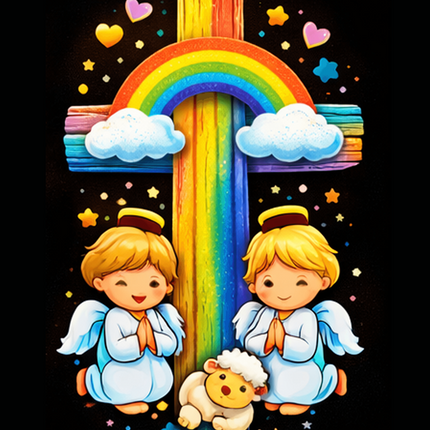 Angels & Lamb Woven Blanket – Christian Gift for Kids