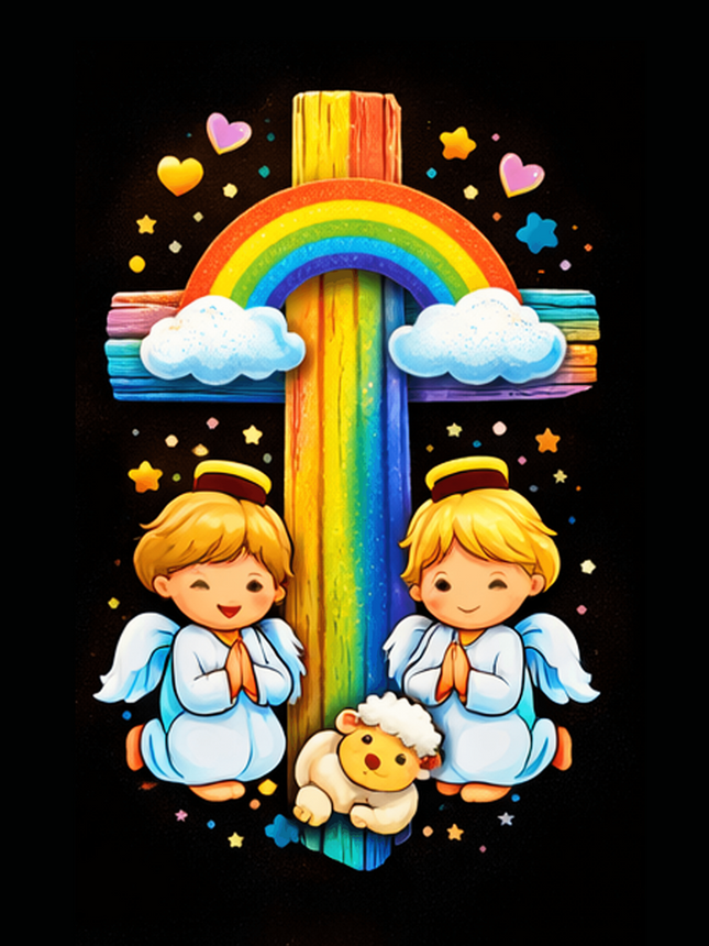 Angels & Lamb Woven Blanket – Christian Gift for Kids