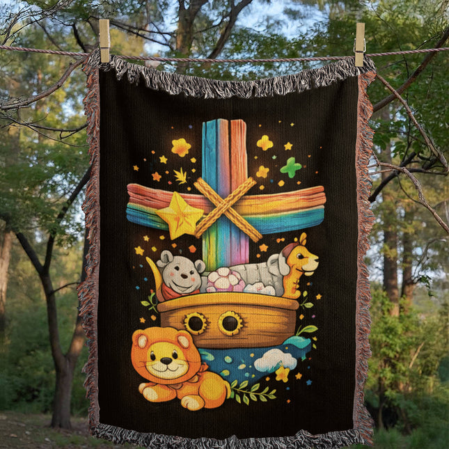 Noah's Ark Woven Blanket – Christian Gift for Kids