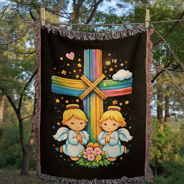 Praying Angels Woven Blanket – Christian Gift for Kids