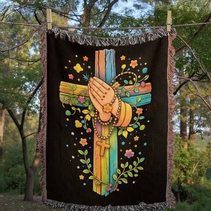 Praying Hands Woven Blanket – Christian Gift for Kids