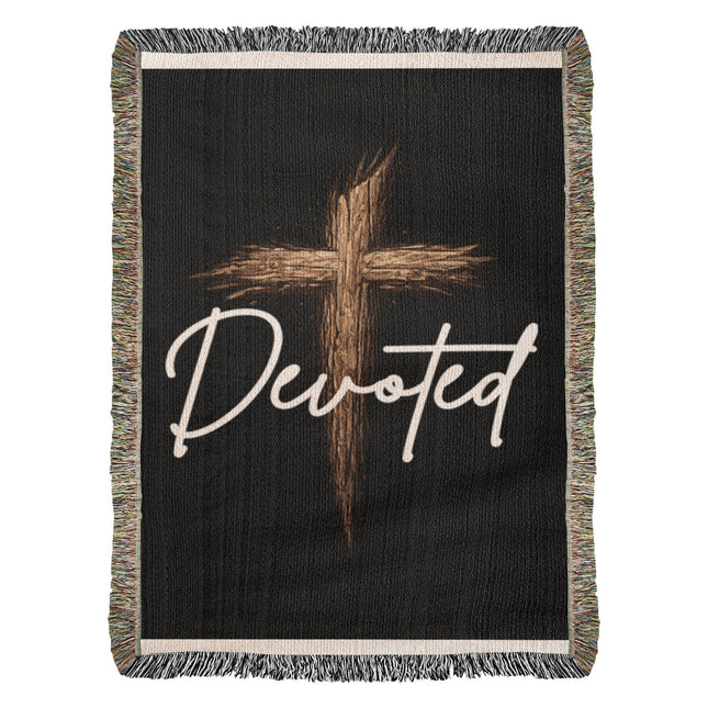 Devoted Cross Woven Blanket – Christian Gift for Men