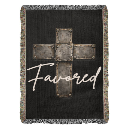 Favored Cross Woven Blanket – Christian Gift for Men