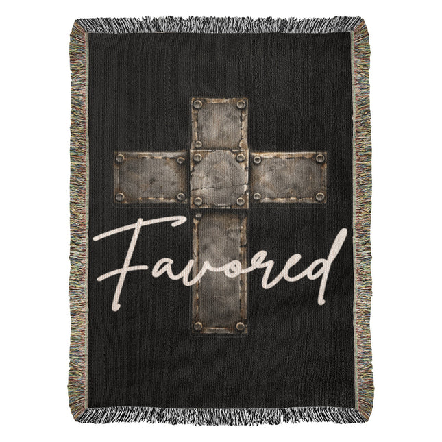 Favored Cross Woven Blanket – Christian Gift for Men