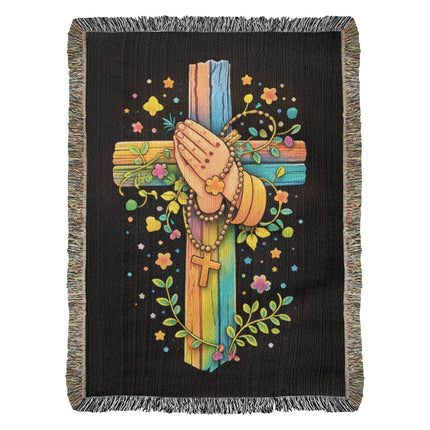 Praying Hands Woven Blanket – Christian Gift for Kids