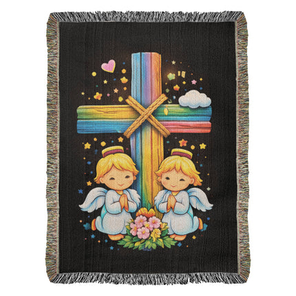 Praying Angels Woven Blanket – Christian Gift for Kids