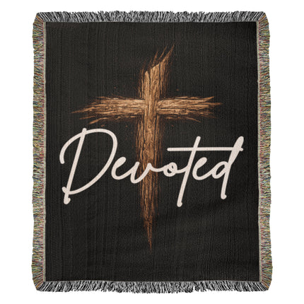 Devoted Cross Woven Blanket – Christian Gift for Men