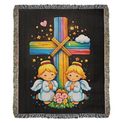 Praying Angels Woven Blanket – Christian Gift for Kids