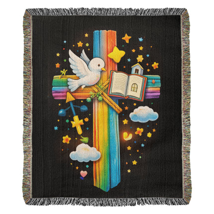 Dove & Holy Bible Woven Blanket – Christian Gift for Kids