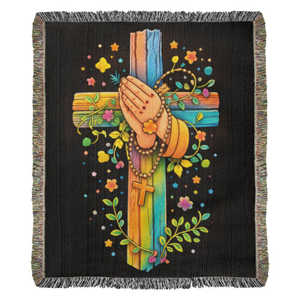 Praying Hands Woven Blanket – Christian Gift for Kids
