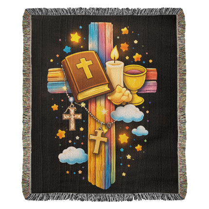 Holy Bible & Chalice Woven Blanket – Christian Gift for Kids